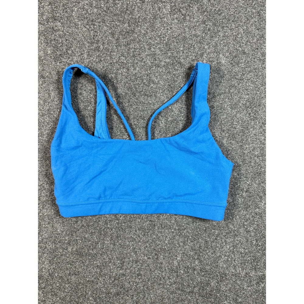 Athleta Blue Strappy Back Sports Bra Scoop Neck Activewear